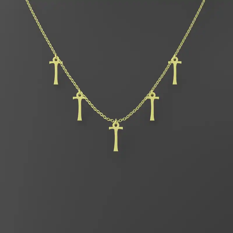 گردنبند طلا 18 عیار زنانه مدوپد مدل حرف T کد RNA17140