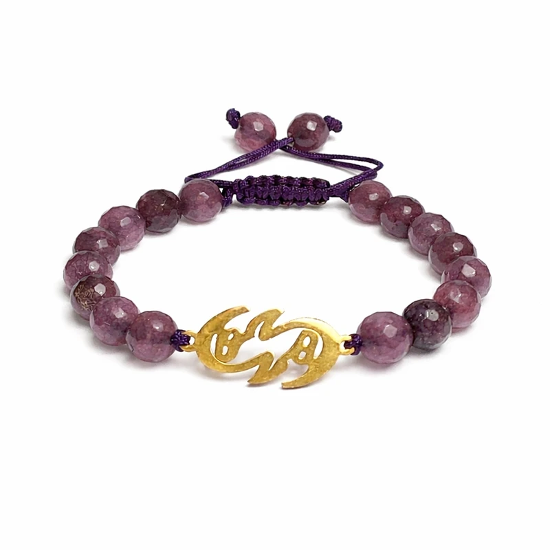 دستبند سنگی زنانه مدل جید طرح هیچ