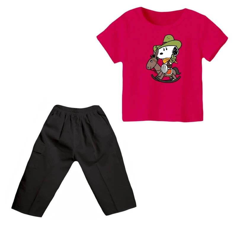 ست تی شرت و شلوارک پسرانه مدل اسنوپی کد ۹۲