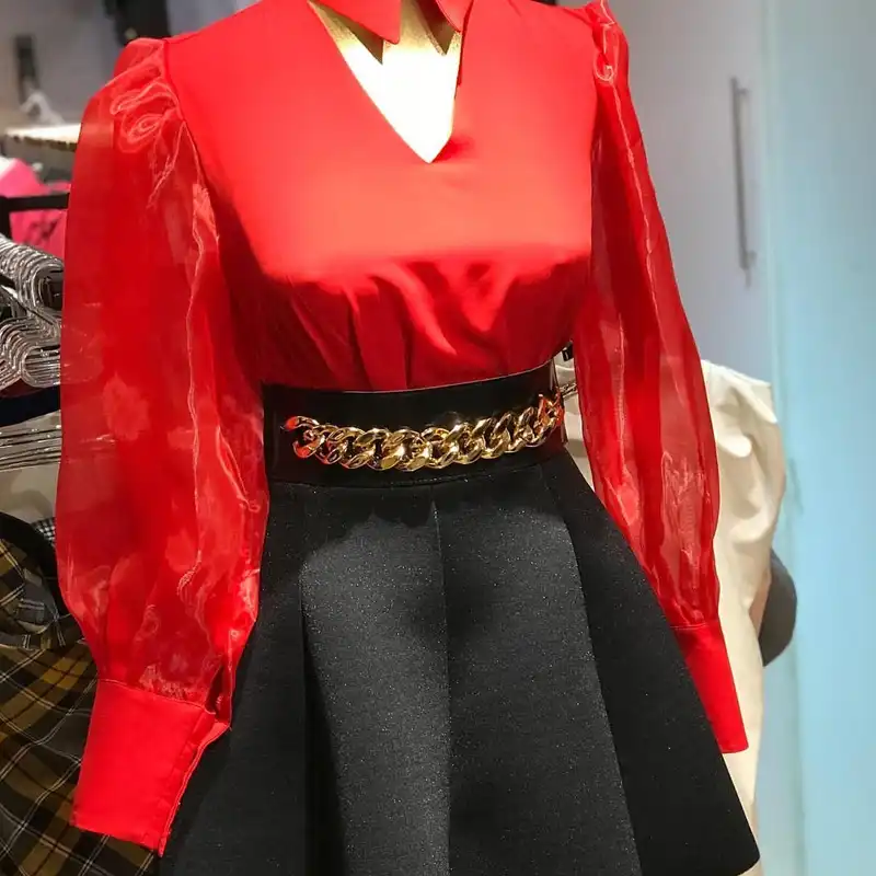 کمربند زنانه مدل پهن زنجیر