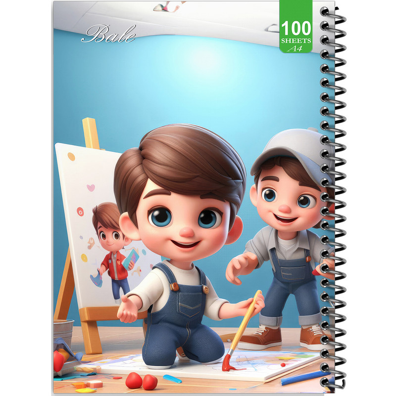 دفتر نقاشی 100 برگ بله مدل رحلی طرح فانتزی اتاق کودک کد A4-N409