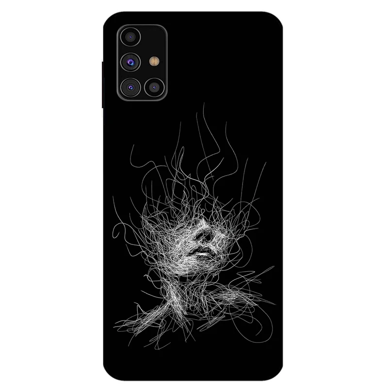 کاور مگافون طرح اسکچ صورت مدل 7423 مناسب برای گوشی موبایل سامسونگ Galaxy M31 S         