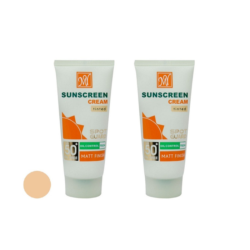 کرم ضد آفتاب رنگی مای spf50 مدل اسپارت گارد مناسب پوست های چرب حجم 50 میلی لیتر مجموعه دو عددی