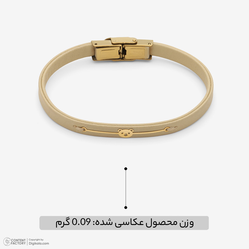 دستبند طلا 18 عیار زنانه با بند چرمی وی گالری مدل AMG3541 خرس تدی