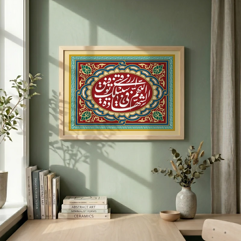 تابلو طرح اللهم ارزقنی توفیق الشهاده فی سبیلک مدل G14029 فریم کرم روشن