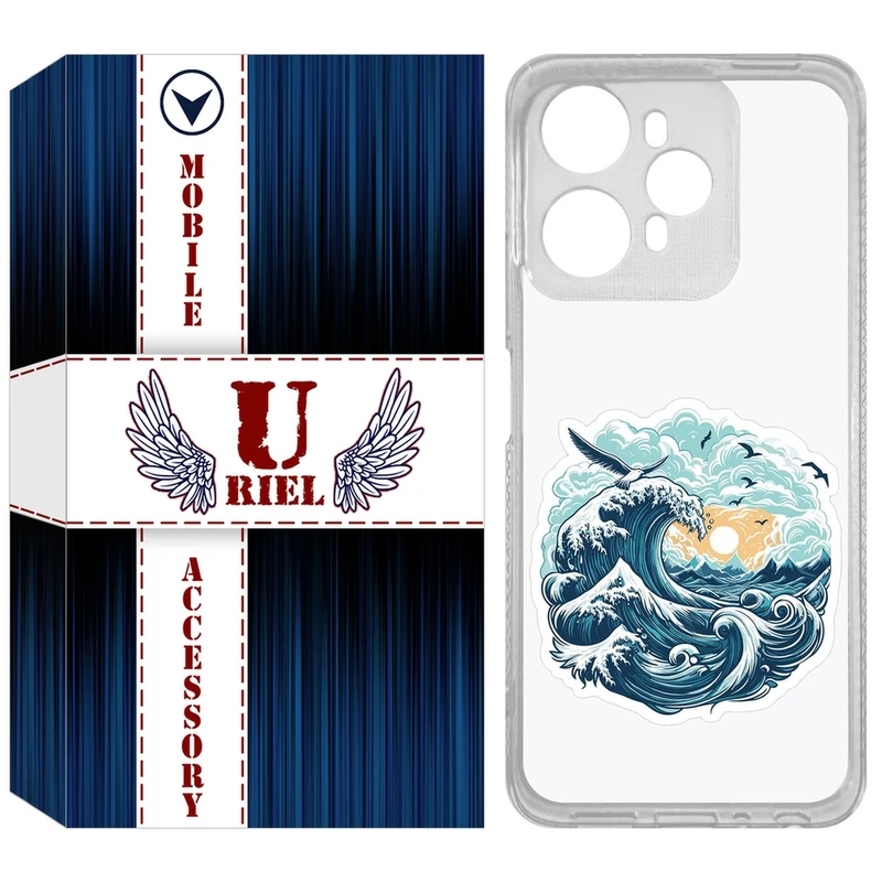 کاور یوریل مدل Clear کد 99 طرح موج دریا مناسب برای گوشی موبایل وکال V1 / V1 Plus