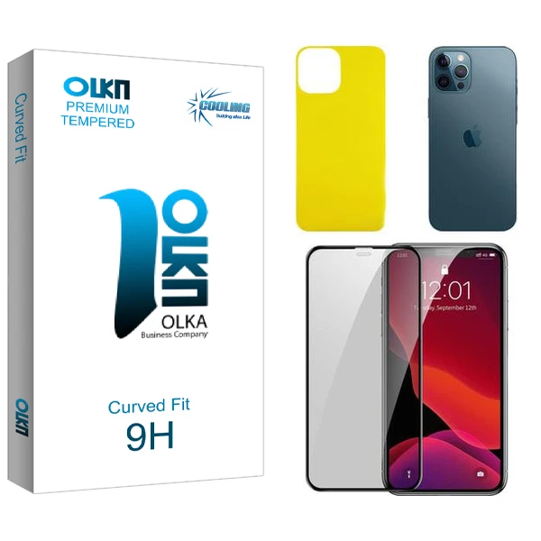 محافظ صفحه نمایش سرامیکی کولینگ مدل Olka  مناسب برای گوشی موبایل اپل iPhone 12 Pro Max  به همراه محافظ پشت گوشی