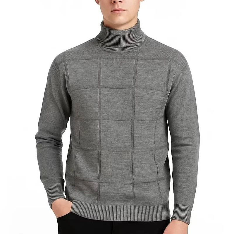 پلیور یقه اسکی مردانه مدل چهارخانه کد 14