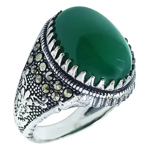 انگشتر نقره مردانه سلین کالا مدل عقیق یشم ce-As220