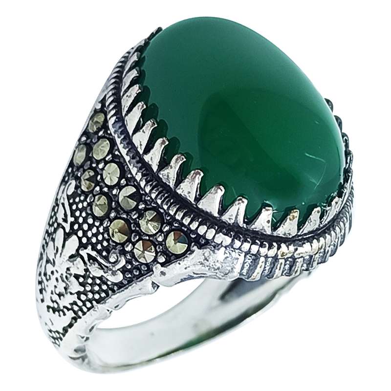 انگشتر نقره مردانه سلین کالا مدل عقیق یشم ce-As220