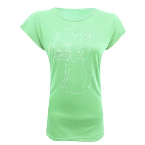 تی شرت آستین کوتاه زنانه مدل گربه خوشحال نگینی کد tm-2414 