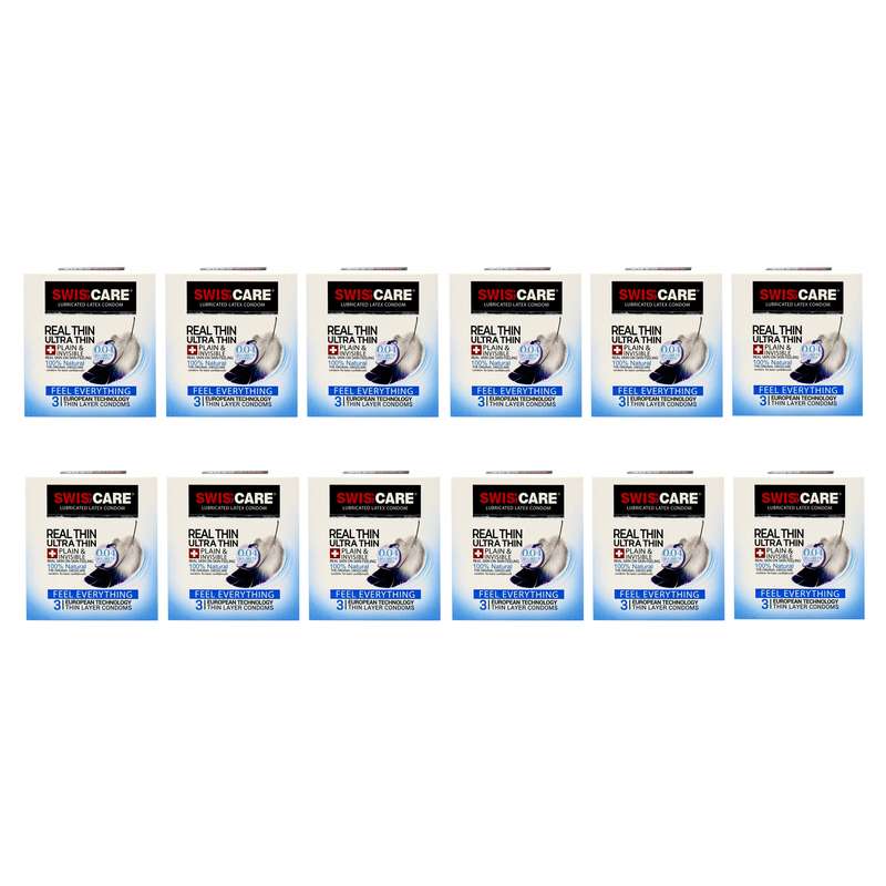 کاندوم سوئیس کر مدل REAL THIN ULTRA THIN مجموعه 12 عددی