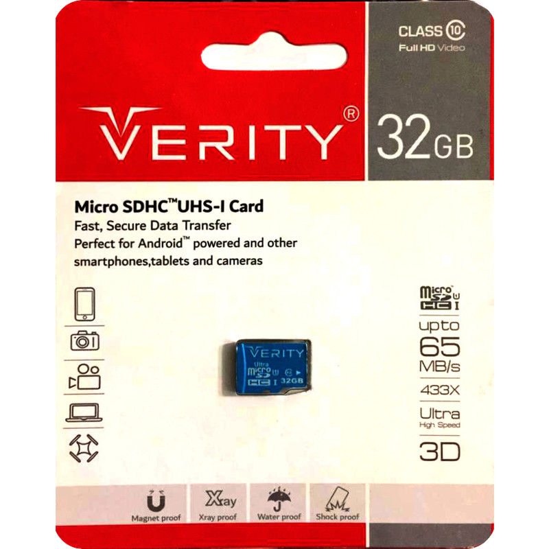 کارت حافظه microSDHC وریتی مدل Ultra کلاس 10 استاندارد UHS-I U1 سرعت 65MBps ظرفیت 32 گیگابایت