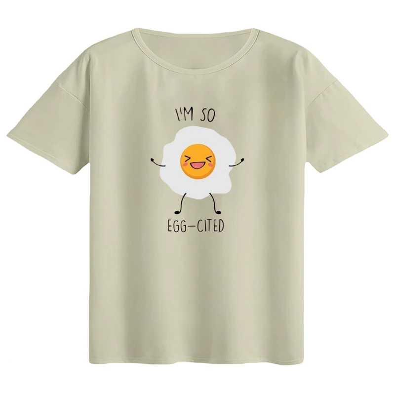 تی‌شرت اورسایز آستین کوتاه زنانه مدل باکسی طرح نیمرو