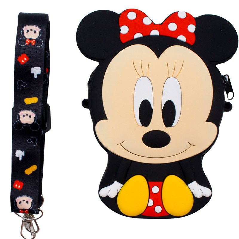 کیف لوازم جانبی رامیلا مدل سیلیکونی فانتزی طرح Silicon_Minnie Mouse+A به همراه بند