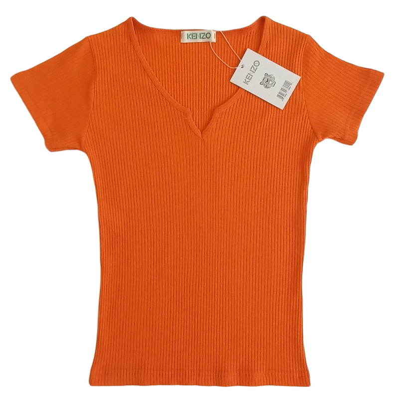 تی شرت آستین کوتاه زنانه مدل کبریتی رنگ نارنجی