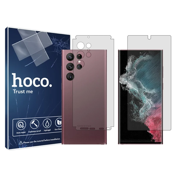 محافظ صفحه نمایش شفاف هوکو مدل HyGEL  مناسب برای گوشی موبایل سامسونگ Galaxy S22 Ultra 5G به همراه محافظ پشت گوشی