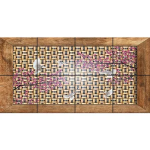 تایل سقفی آسمان مجازی طرح کبوتر و شکوفه کد 224 سایز 60x60 سانتی متر مجموعه 8 عددی