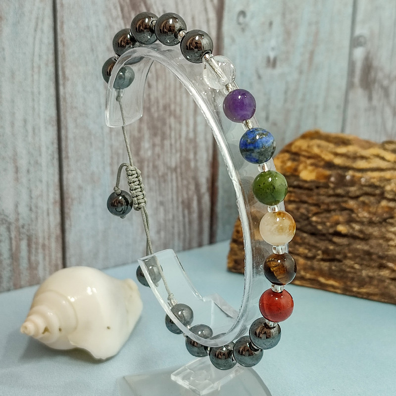 دستبند زنانه مدل هفت چاکرا سنگ طبیعی