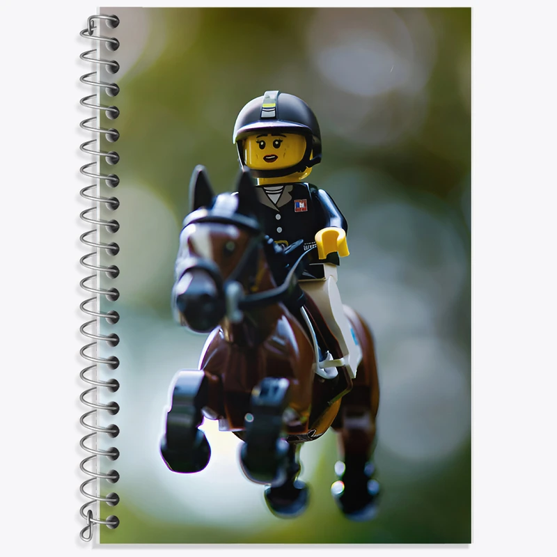 دفتر زبان 50 برگ خندالو مدل دو خط طرح لگو اسب سوار(Lego) کد F6555