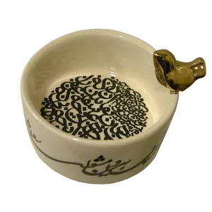 پیاله طرح سیاه مشق تک پرنده کد B11