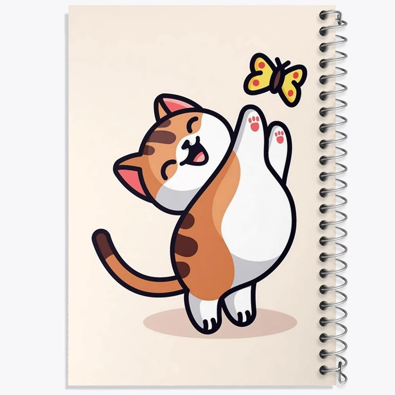 دفتر نقاشی 50 برگ خندالو مدل حیوانات بامزه گربه و پروانه کد 28197