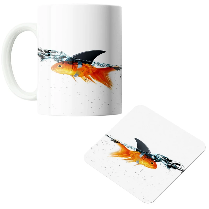 ماگ پاد آفرین مدل ماهی کد 694 به همراه زیر لیوانی 