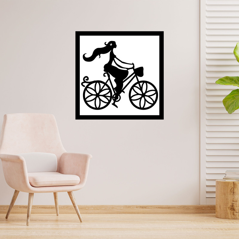 دیوارکوب طرح دختر و زن دوچرخه سوار مدل A1215-M2020