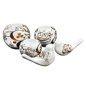ست پنج تکه جاشمعی و مجسمه سفالی طرح هیچ کد Hich-001