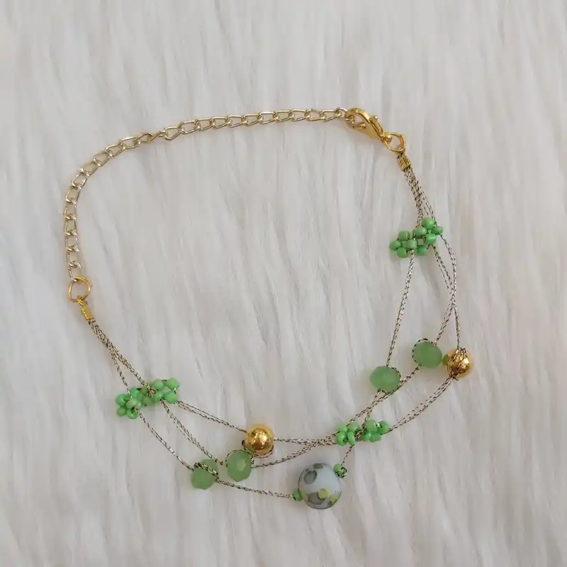 دستبند زنانه مدل نخی کریستال کد Nak3111