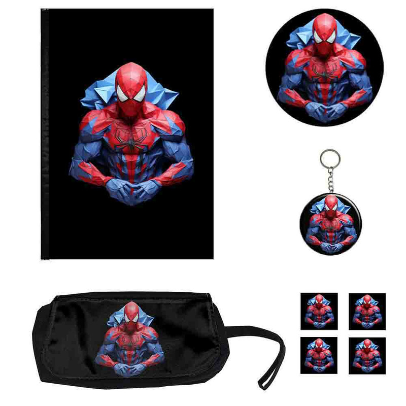 بسته لوازم تحریر مدل مرد عنکبوتی کد 1 بسته 8 عددی