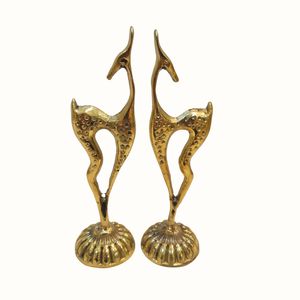 مجسمه برنزی مدل غزال کد B1011 - مجموعه دو عددی