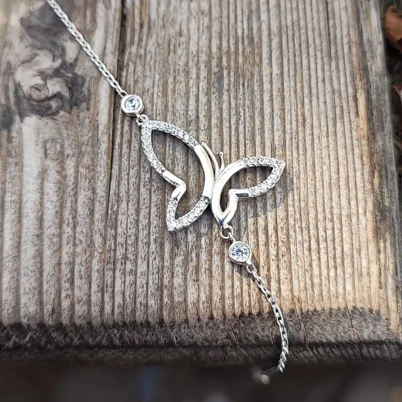 دستبند نقره زنانه مدل پروانه ای کد HW8064