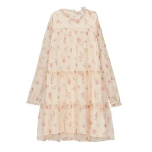 پیراهن آستین بلند یقه گرد دخترانه ال سی وایکیکی مدل Fl1