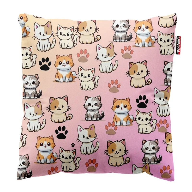 کوسن پاد آفرین طرح کارتونی بچگانه گربه های بامزه کد 2052 سایز 30*30 سانتی متر