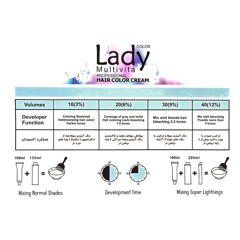 رنگ مو لیدی کالر شماره 7.53 حجم 100 میلی لیتر رنگ بلوند فندقی متوسط