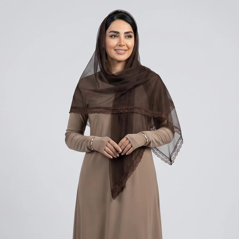 مینی اسکارف زنانه مدل تور دانتل گیپوری کد ۰۰۱۲۴