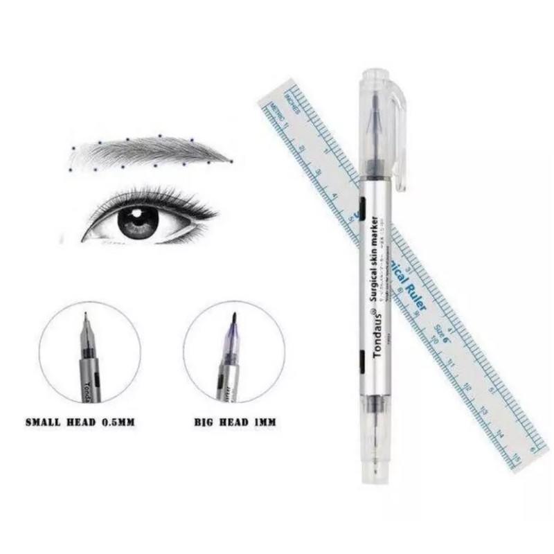 ماژیک علامت گذاری تتو صورت و بدن تندوس مدل TD01 به همراه خط کش