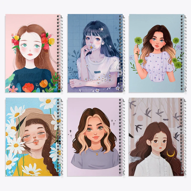 دفتر مشق 100 برگ خندالو طرح دخترانه کد 253 مجموعه 6 عددی