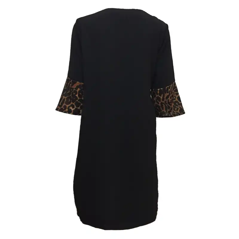 مانتو زنانه مدل نخی ابر و بادی پلنگی کد tm-2708 رنگ مشکی