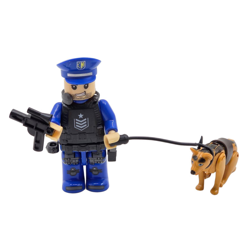 فیگور ناب سل مدل  پلیس و سگ لگویی همراه با کلت کد police001 ارتفاع 10سانتی متر