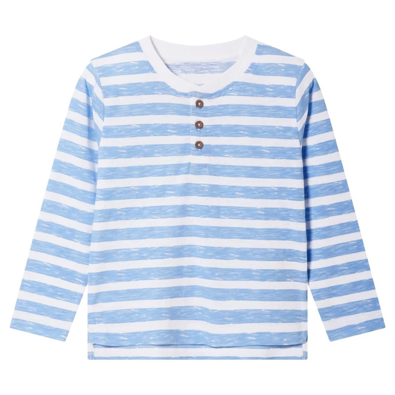 تی‌شرت آستین بلند پسرانه لوپیلو مدل راه راه سه دکمه