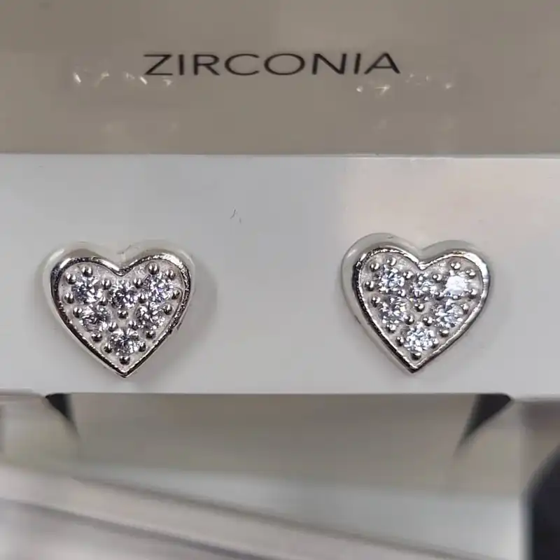 گوشواره نقره زنانه آی ام مدل قلب زیرکنیا 653