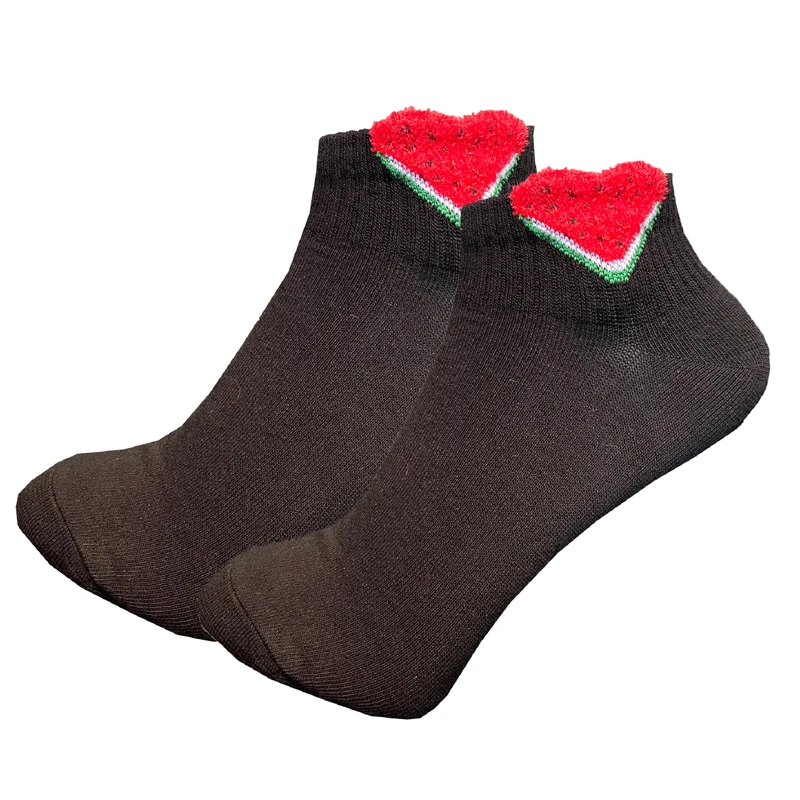 جوراب ساق کوتاه زنانه دون دزا مدل پنبه بوکله طرح قلب شب یلدا کد 904-103