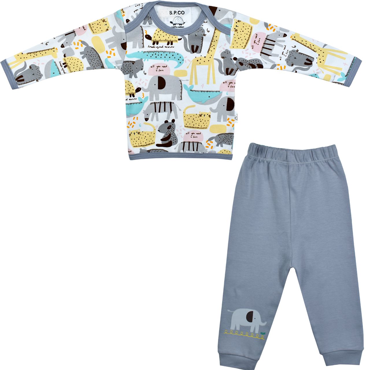 ست تی شرت و شلوار نوزادی اسپیکو مدل zoo کد 2 -  - 1