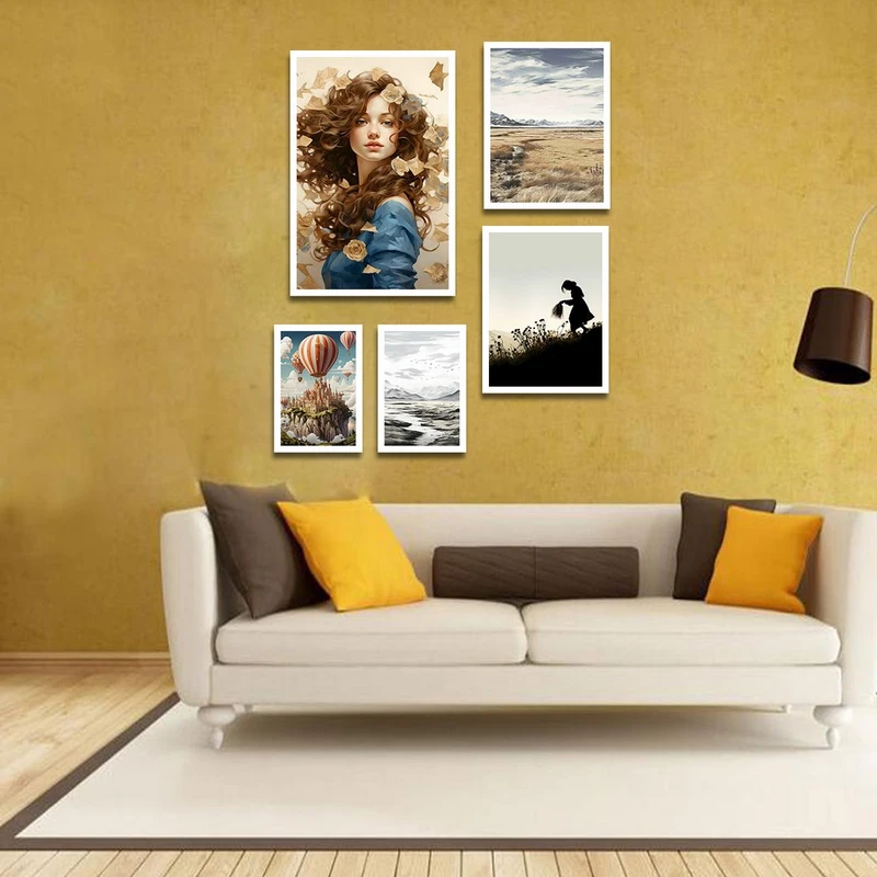 تابلو بکلیت طرح چهره و طبیعت مدل شاین اکلیلی W-1340 مجموعه 5 عددی