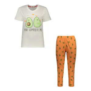 ست تی شرت آستین کوتاه و شلوار زنانه مادر مدل Pika رنگ هلویی