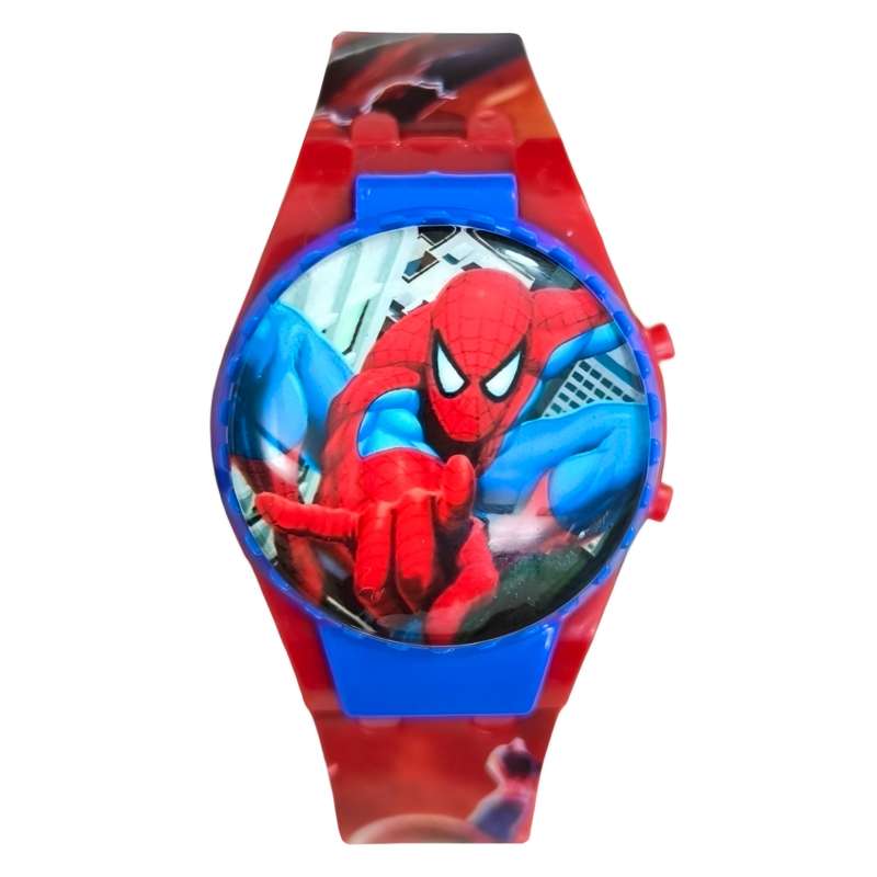 ساعت مچی دیجیتال پسرانه مدل بند سیلیکونی قاب چرخان طرح مرد عنکبوتی