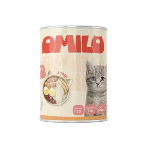 کنسرو غذای گربه اومیلو مدل پته طعم مرغ و بوقلمون وزن 400 گرم