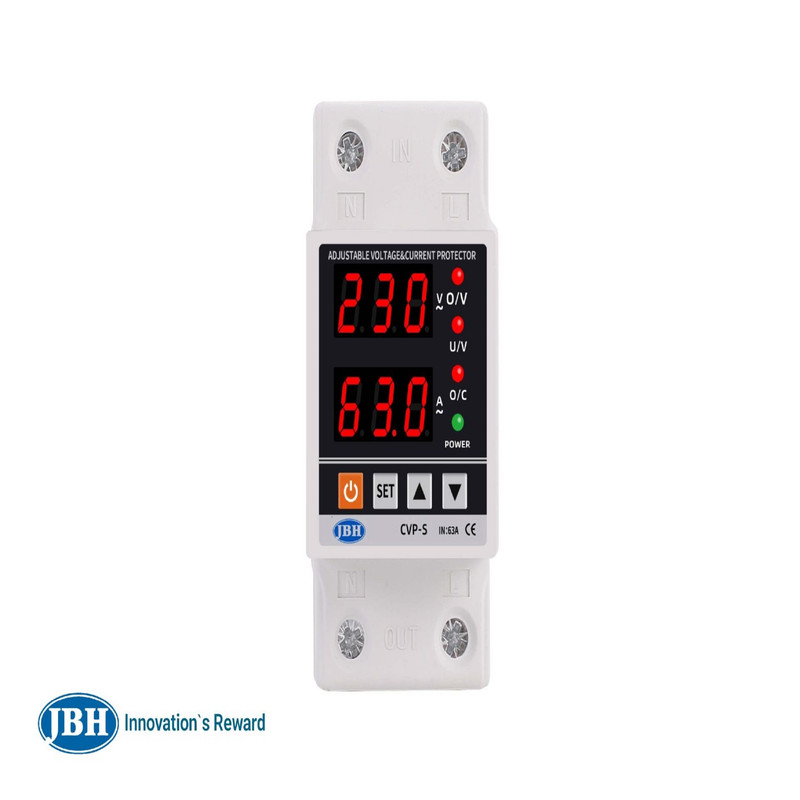 محافظ ولتاژ و جریان  تکفاز دیجیتال 63 آمپر جی بی اچ کد JBH/CVP-S/1PH/63A